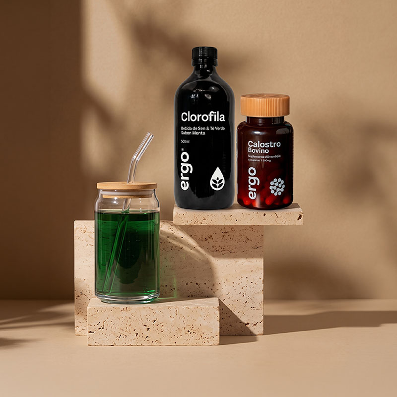 Clorofila Menta + Calostro Bovino + Vaso con tapa de bambú ERGO